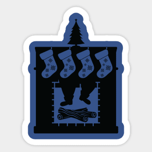 Fireplace Silhouette with Christmas stockings Sticker